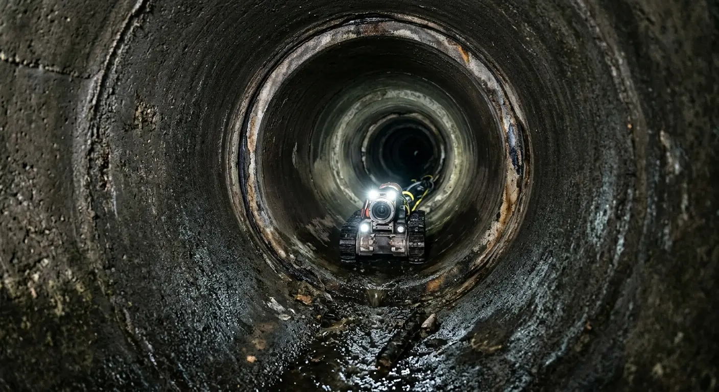 Robotic sewer camera inspecting pipe interior for Drain Snake Service in Lehigh
